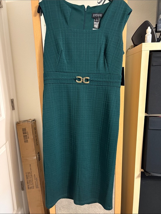 Enfocus Studio Dresses & Skirts - Enfocus Studio Deep Teal Sheath Dress with Gold Buckle